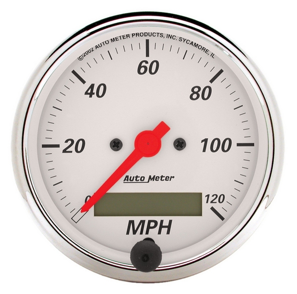 3-1/8" SPEEDOMETER, 0-120 MPH, ARCTIC WHITE